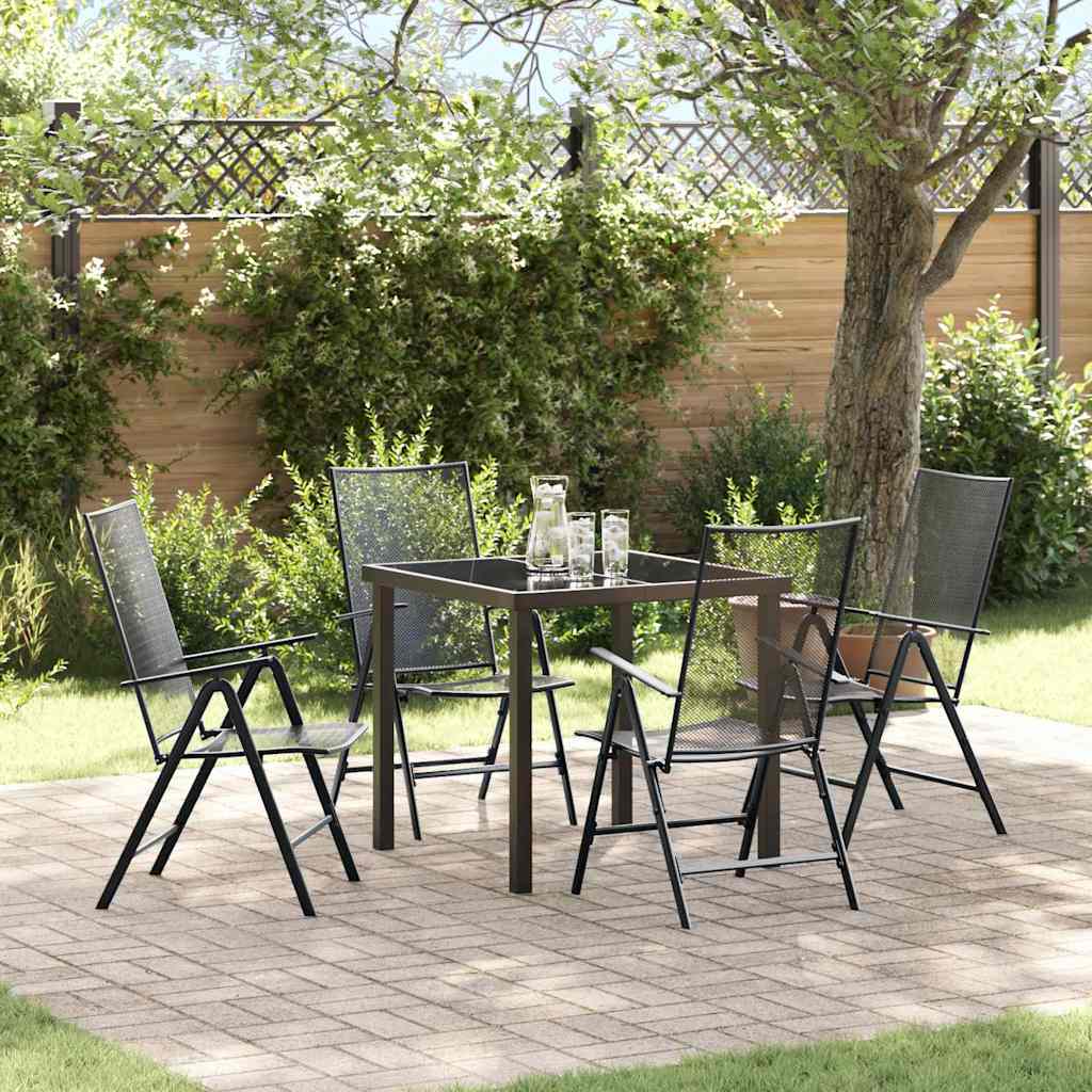vidaXL Tuin Eettafel Set 3 pcs Antraciet Gepoedercoat staal