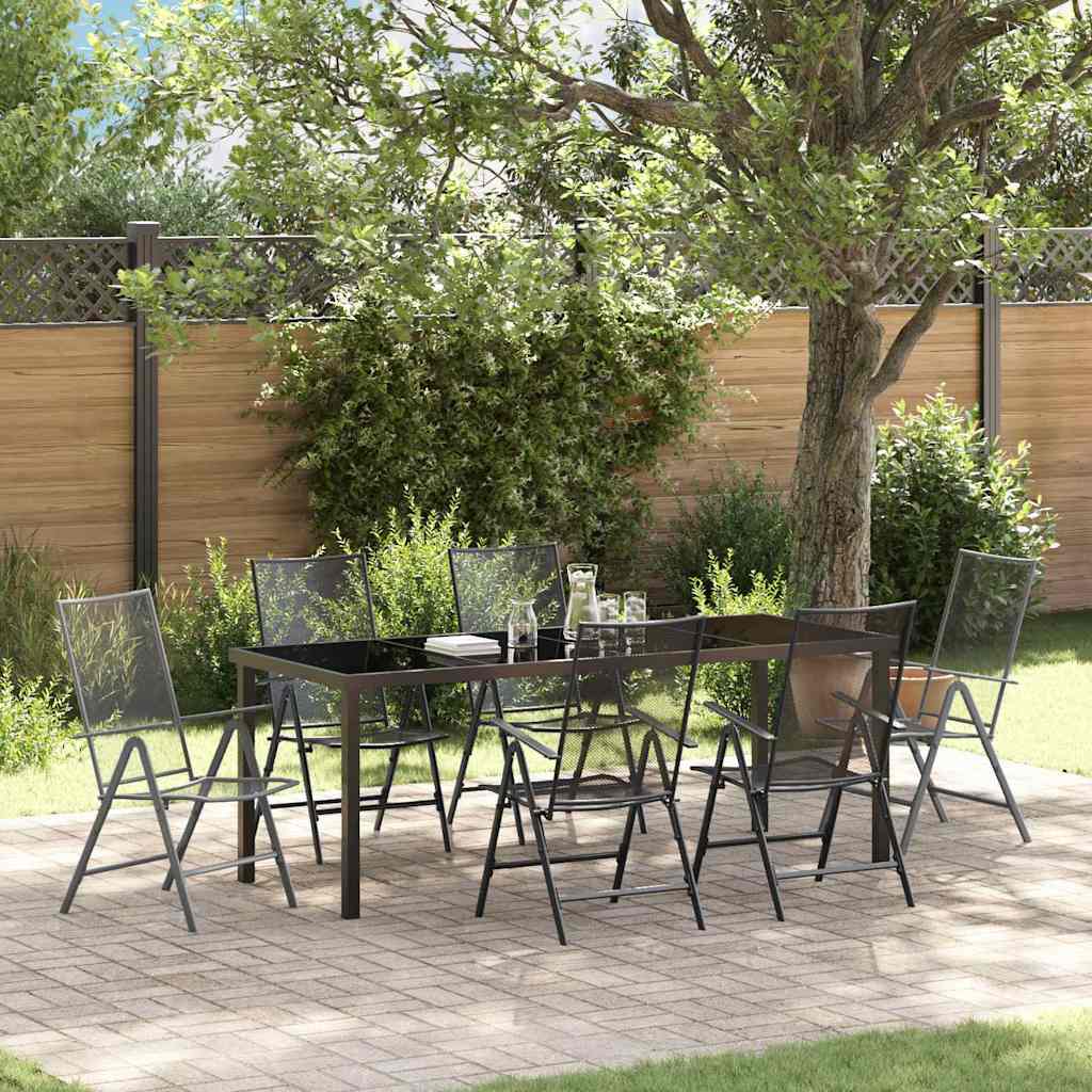 vidaXL Tuin Eettafel Set 3 pcs Antraciet Gepoedercoat staal