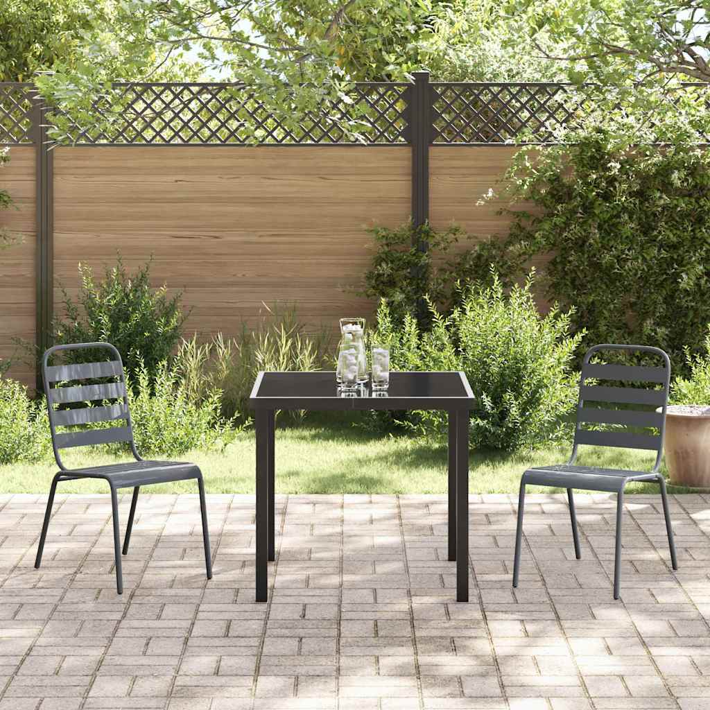 vidaXL Tuin Eettafel Set 3 pcs Antraciet Gepoedercoat staal
