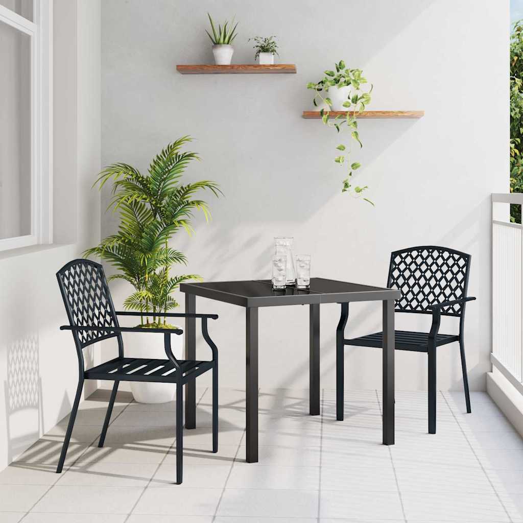 vidaXL Tuin Eettafel Set 3 pcs Antraciet Gepoedercoat staal