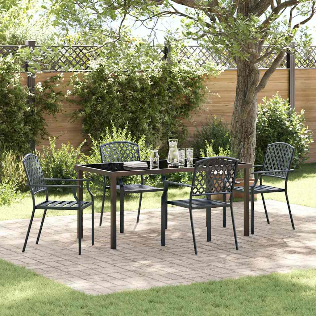 vidaXL Tuin Eettafel Set 3 pcs Antraciet Gepoedercoat staal