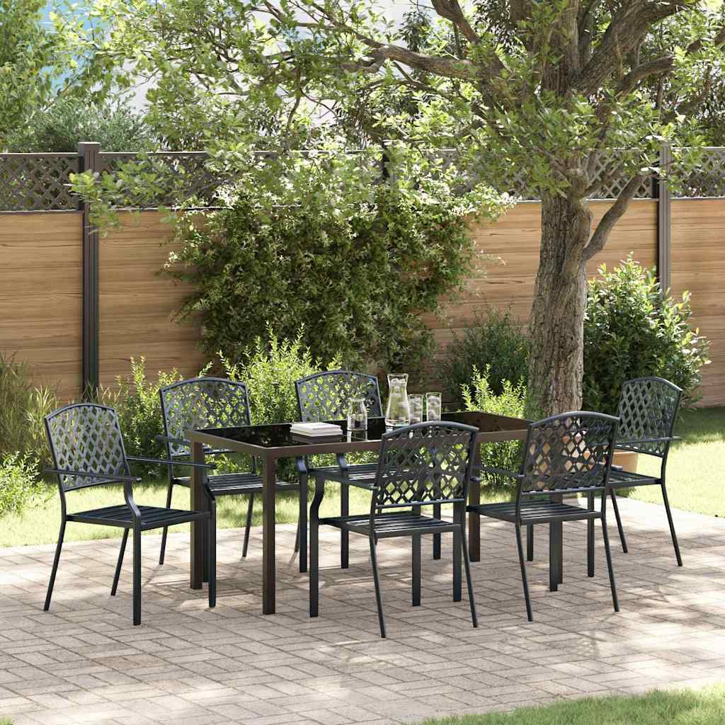 vidaXL Tuin Eettafel Set 3 pcs Antraciet Gepoedercoat staal