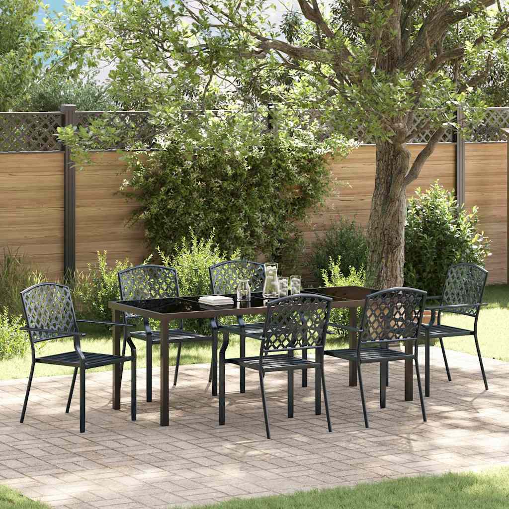 vidaXL Tuin Eettafel Set 3 pcs Antraciet Gepoedercoat staal