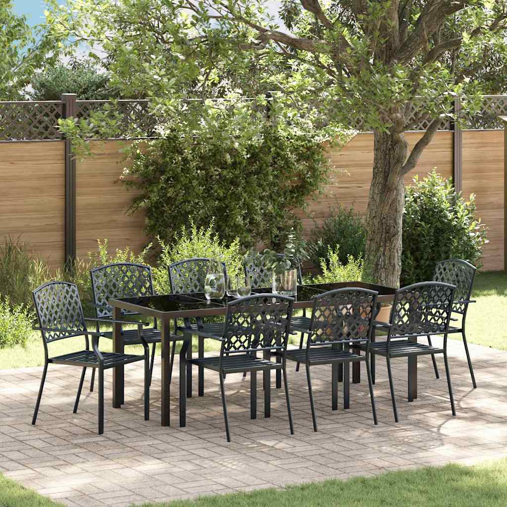 vidaXL Tuin Eettafel Set 3 pcs Antraciet Gepoedercoat staal