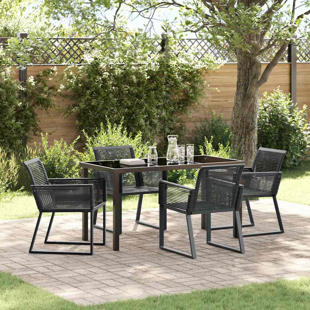 vidaXL Tuin Eettafel Set 3 pcs Zwart Gepoedercoat staal