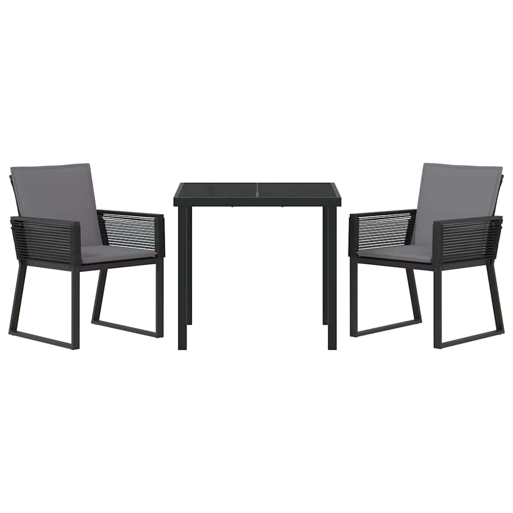 vidaXL Tuin Eettafel Set 3 pcs Zwart Gepoedercoat staal