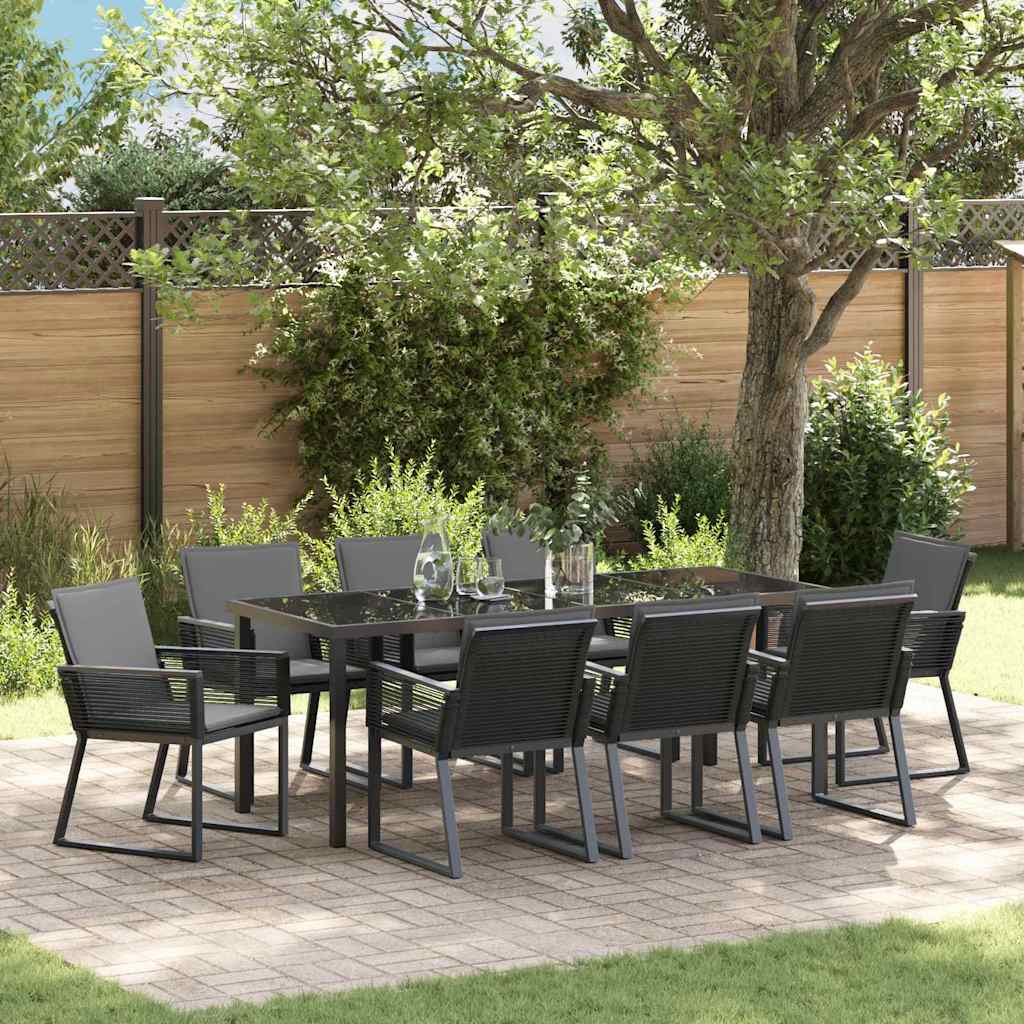 vidaXL Tuin Eettafel Set 3 pcs Zwart Gepoedercoat staal