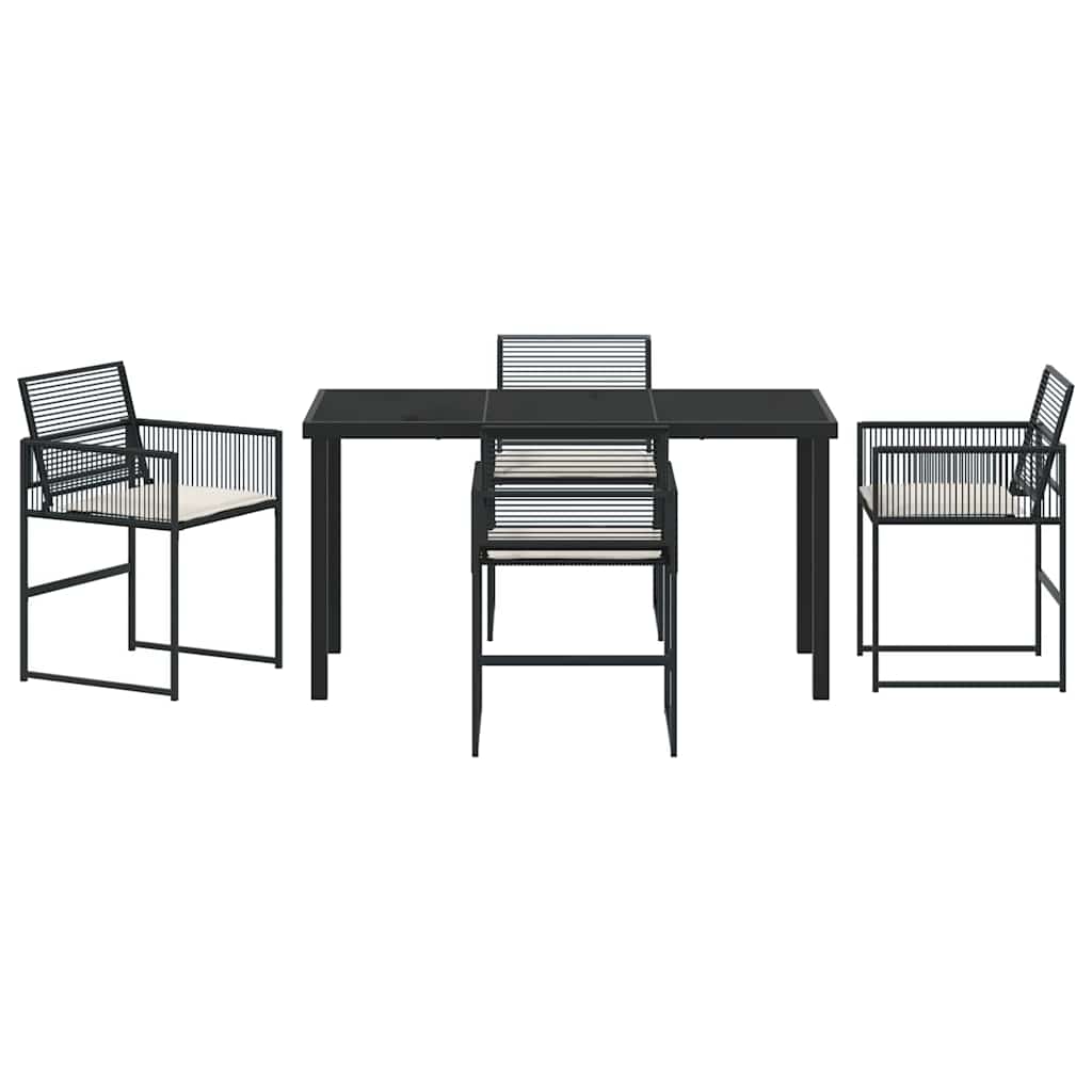 vidaXL Garden Dining Set 5 pcs Black Powder-Coated Steel