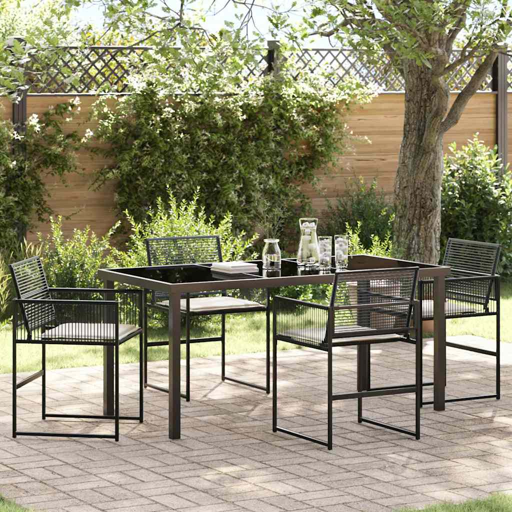 vidaXL Garden Dining Set 5 pcs Black Powder-Coated Steel