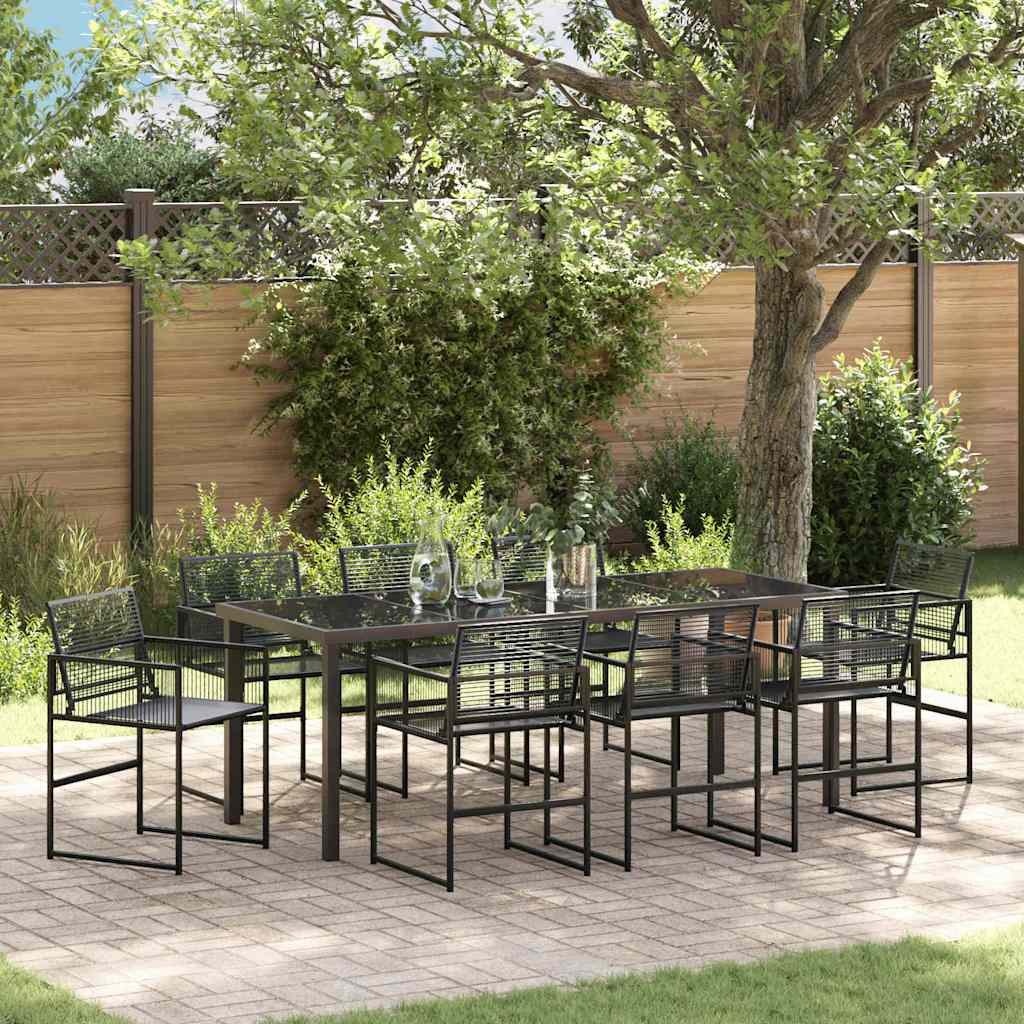 vidaXL Garden Dining Set 5 pcs Black Powder-Coated Steel