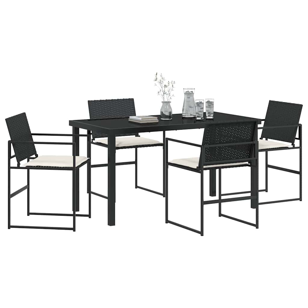 vidaXL Tuin Eettafel Set 5 pcs Zwart Gepoedercoat staal