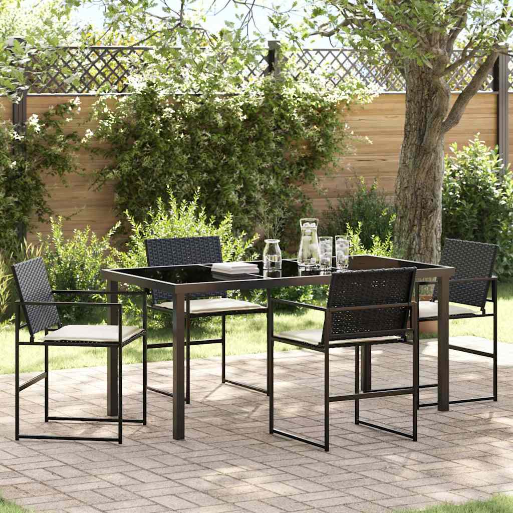 vidaXL Tuin Eettafel Set 5 pcs Zwart Gepoedercoat staal