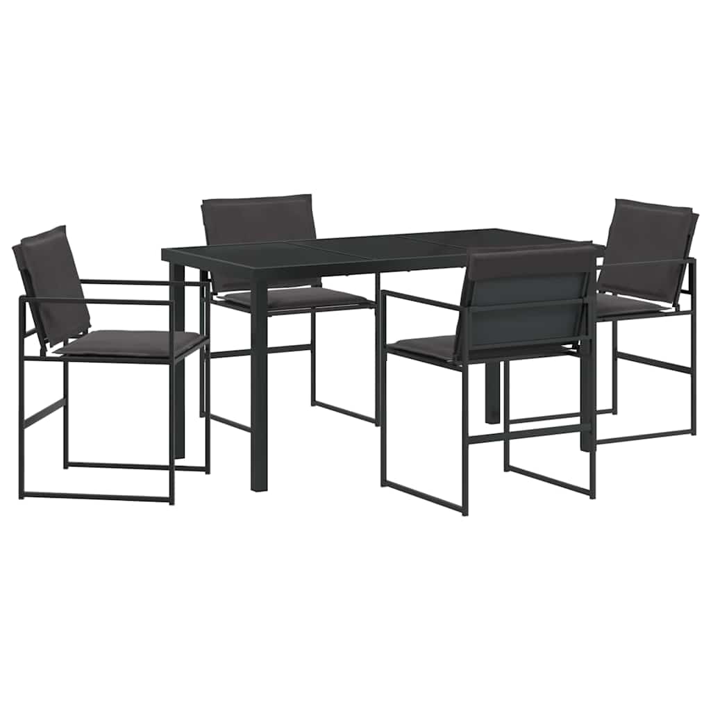 vidaXL Tuin Eettafel Set 5 pcs Zwart Gepoedercoat staal