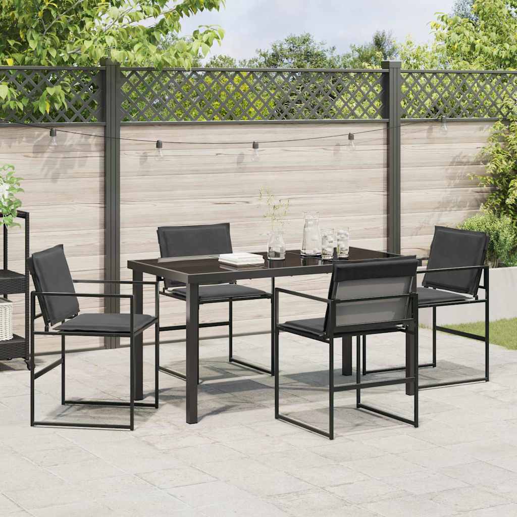 vidaXL Tuin Eettafel Set 5 pcs Zwart Gepoedercoat staal