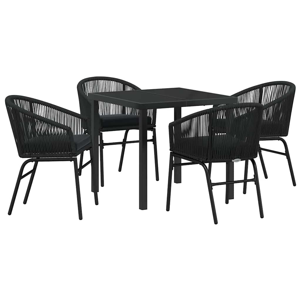 vidaXL Tuin Eettafel Set 3 pcs Zwart Gepoedercoat staal