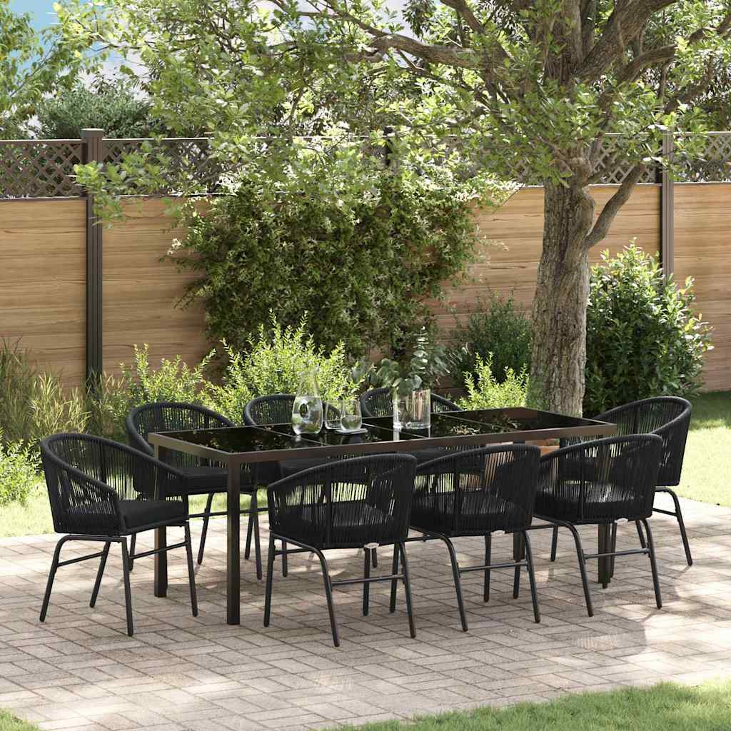 vidaXL Tuin Eettafel Set 3 pcs Zwart Gepoedercoat staal