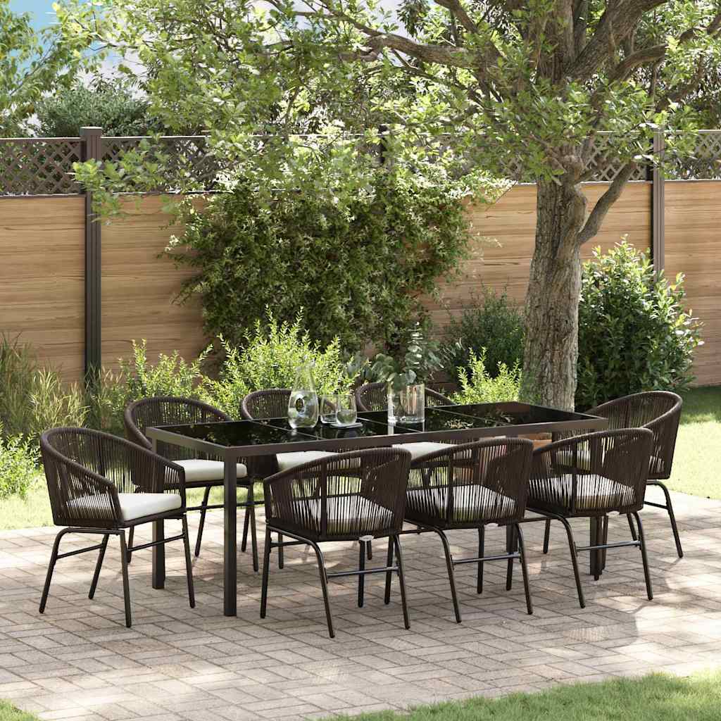 vidaXL Tuin Eettafel Set 3 pcs Zwart Gepoedercoat staal