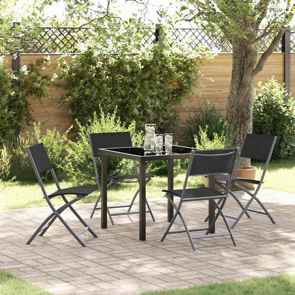 vidaXL Tuin Eettafel Set 3 pcs Zwart Gepoedercoat staal