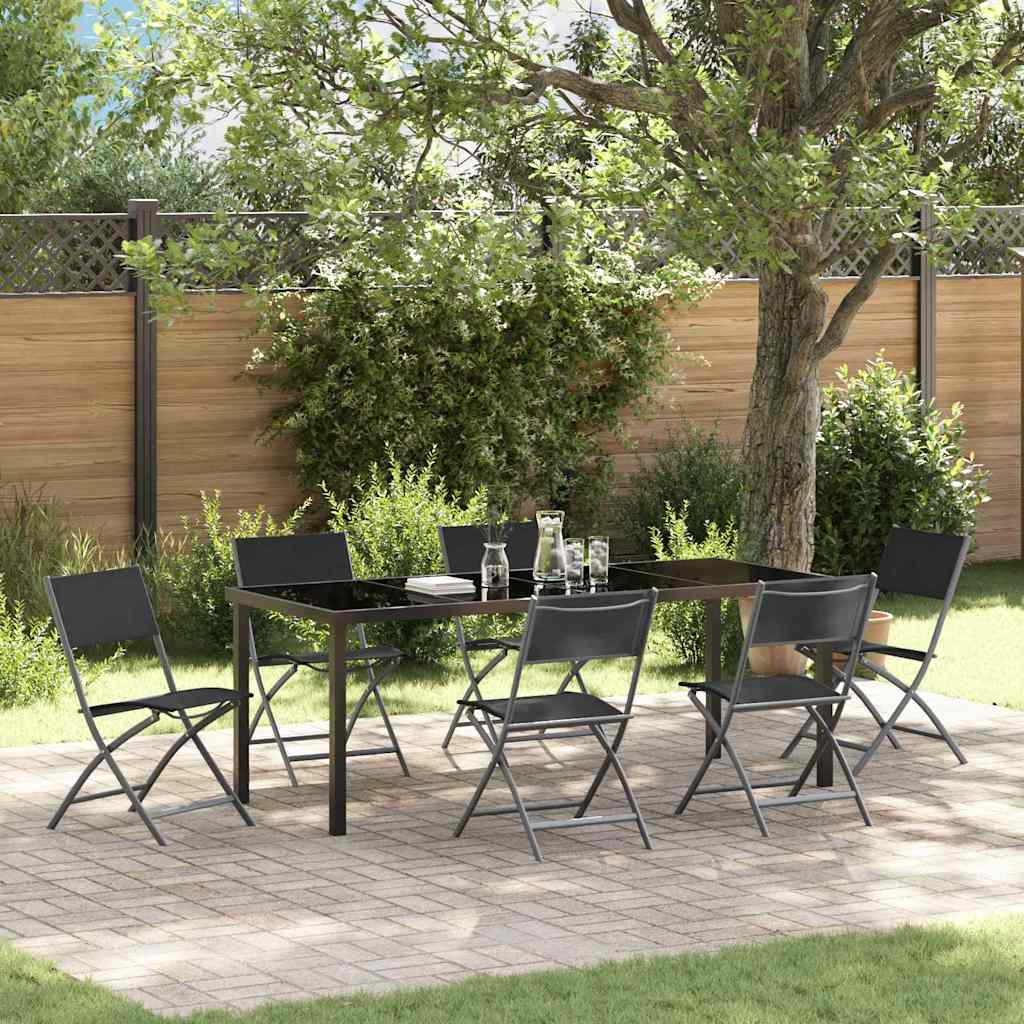 vidaXL Tuin Eettafel Set 3 pcs Zwart Gepoedercoat staal