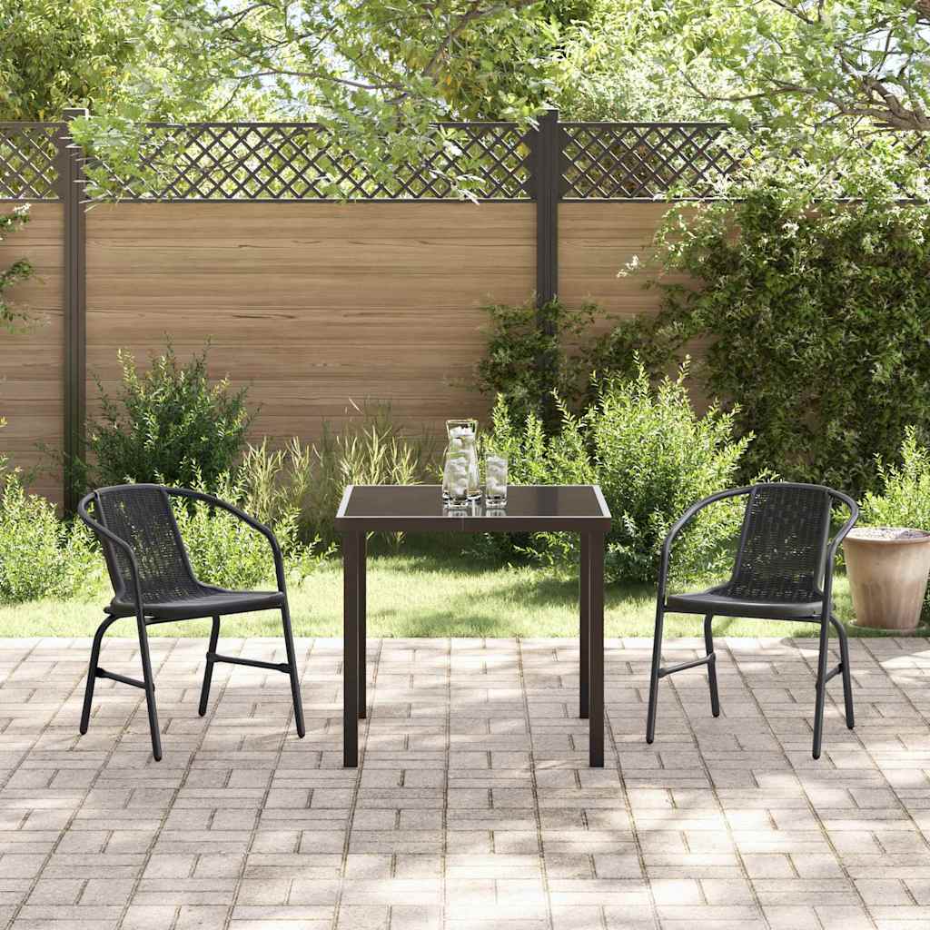 vidaXL Tuin Eettafel Set 3 pcs Zwart Gepoedercoat staal