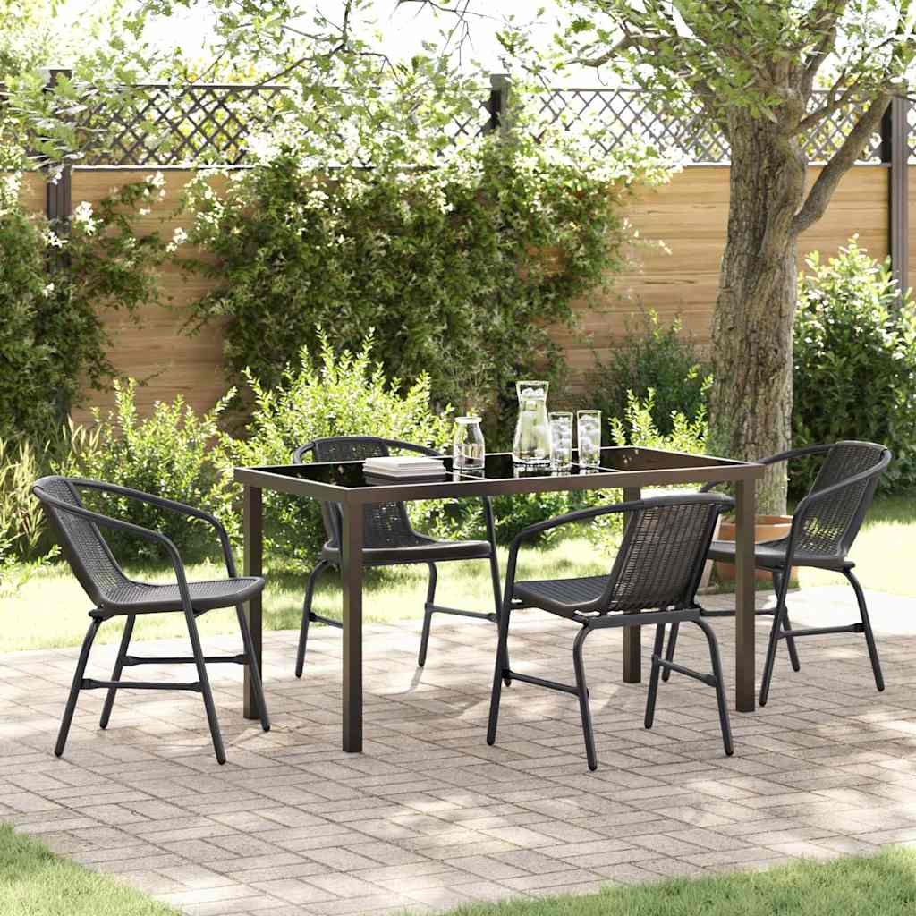 vidaXL Tuin Eettafel Set 3 pcs Zwart Gepoedercoat staal