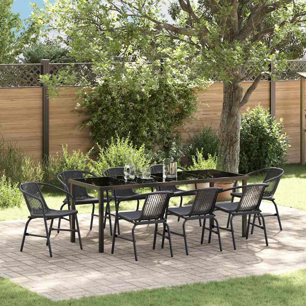 vidaXL Tuin Eettafel Set 3 pcs Zwart Gepoedercoat staal