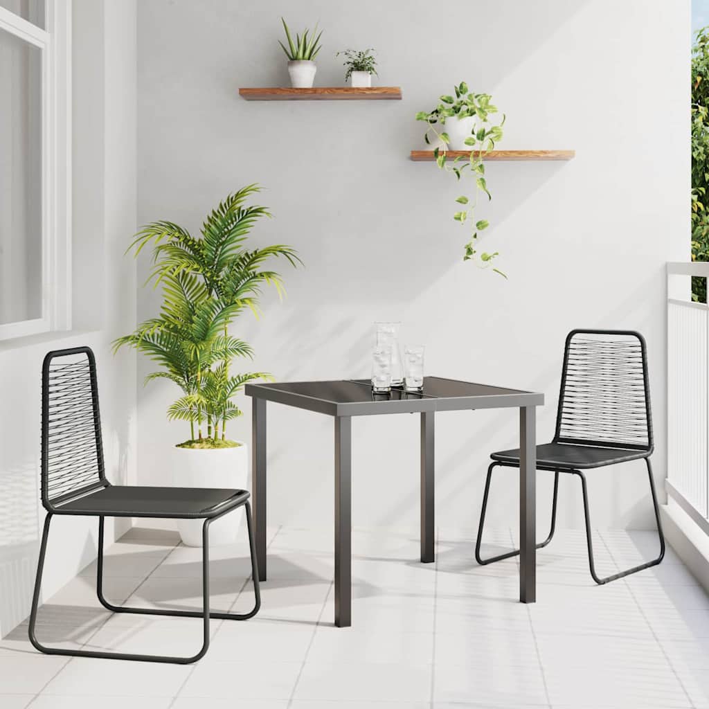 vidaXL Tuin Eettafel Set 3 pcs Zwart Gepoedercoat staal