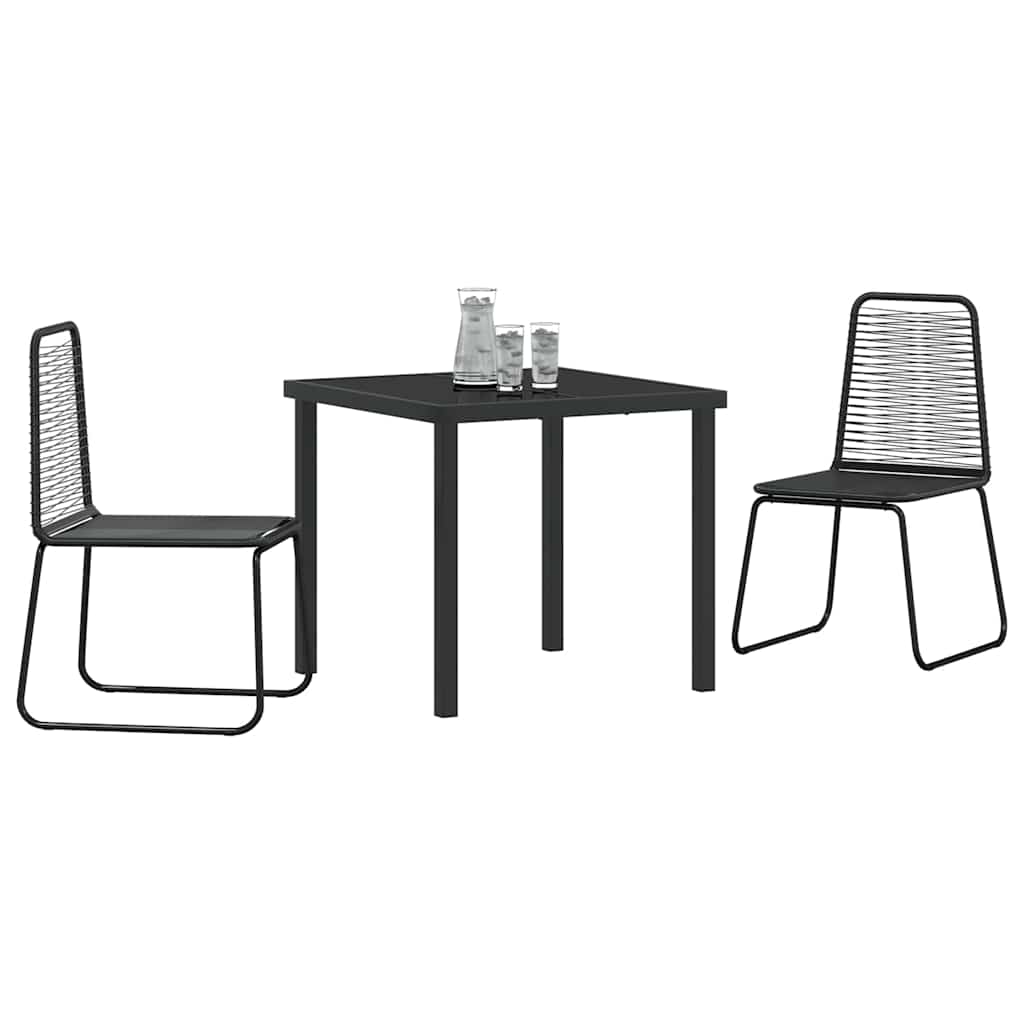 vidaXL Tuin Eettafel Set 3 pcs Zwart Gepoedercoat staal