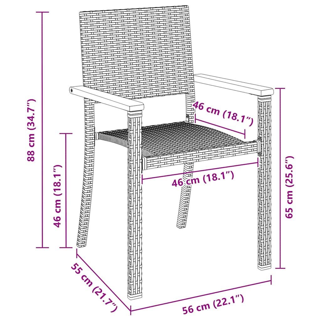 vidaXL Tuin Eettafel Set 3 pcs Zwart Gepoedercoat staal