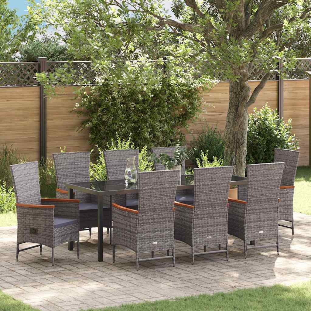 vidaXL Garden Dining Set with Cushions 3 pcs Grey Powder-Coated Steel