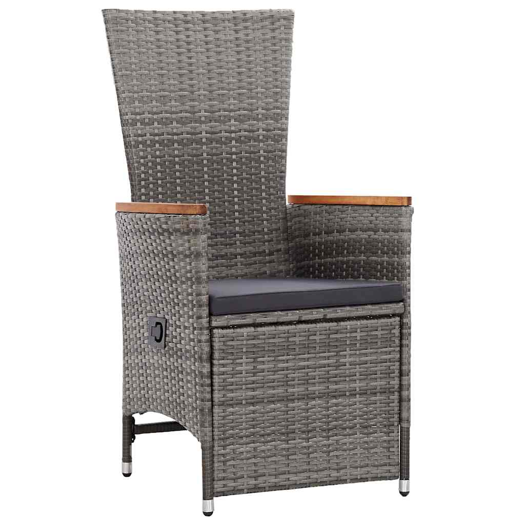 vidaXL Garden Dining Set with Cushions 3 pcs Grey Poly Rattan