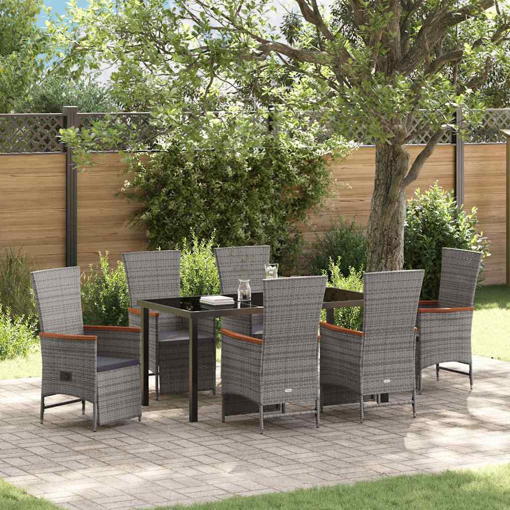 vidaXL Garden Dining Set with Cushions 3 pcs Grey Poly Rattan