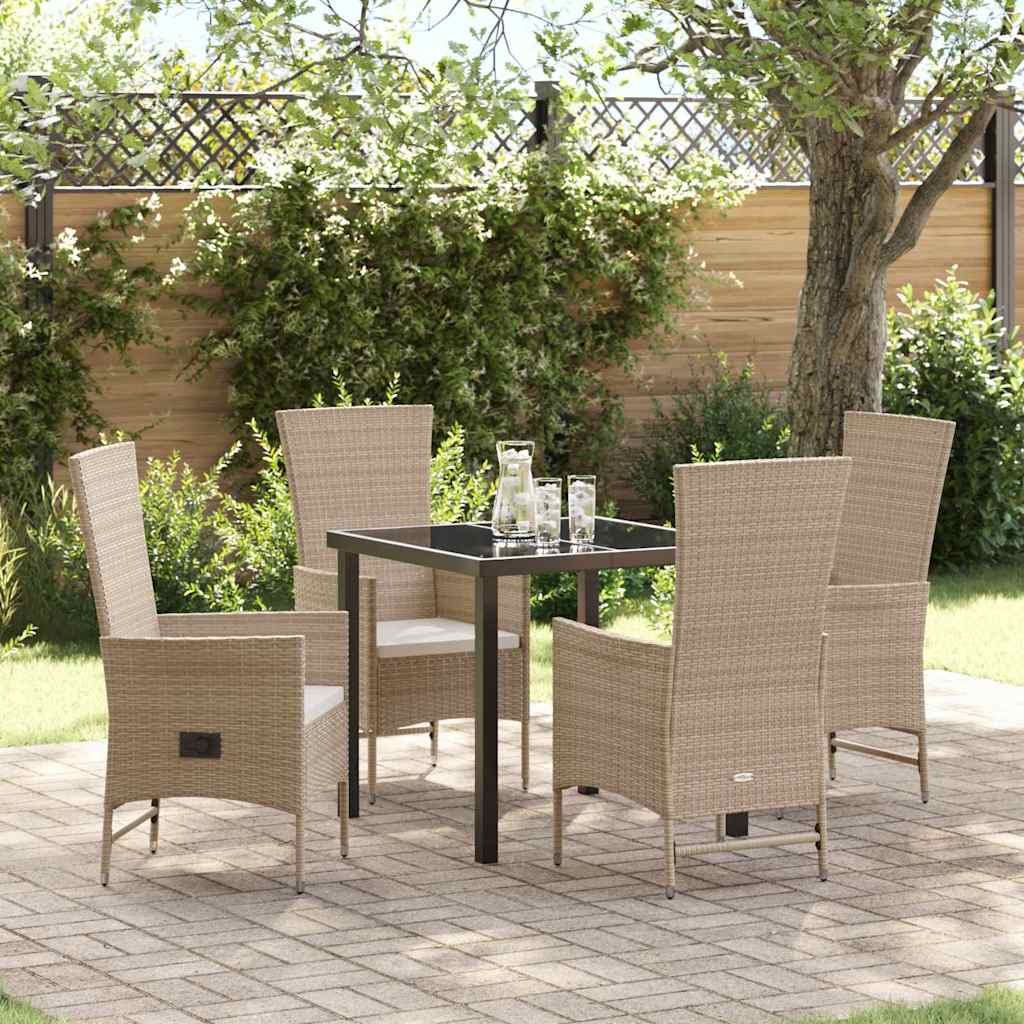 vidaXL Tuin Eettafel Set met kussen 3 pcs Beige poly rattan