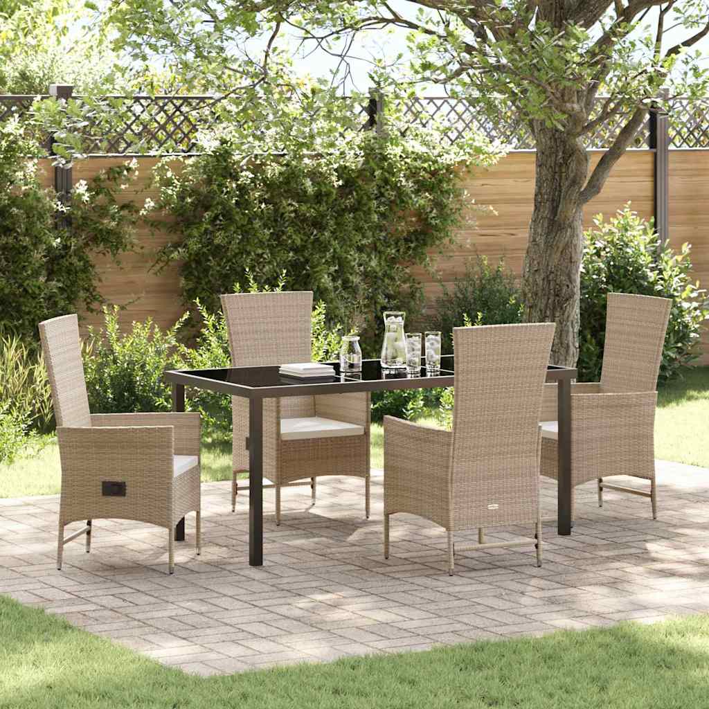 vidaXL Tuin Eettafel Set met kussen 3 pcs Beige poly rattan
