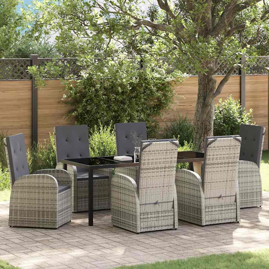 vidaXL Tuin Eettafel Set met kussen 3 pcs Grijs poly rattan