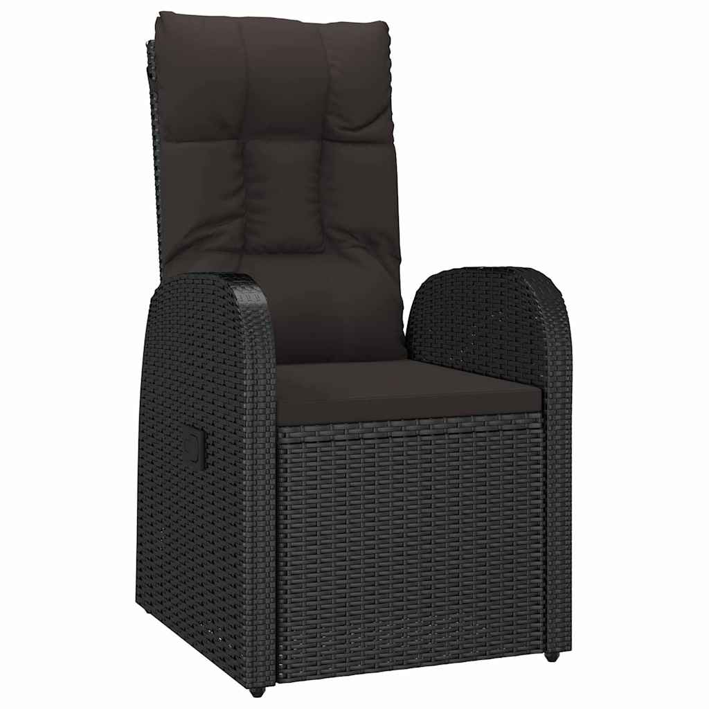 vidaXL Garden Dining Set with Cushions 3 pcs Black Poly Rattan