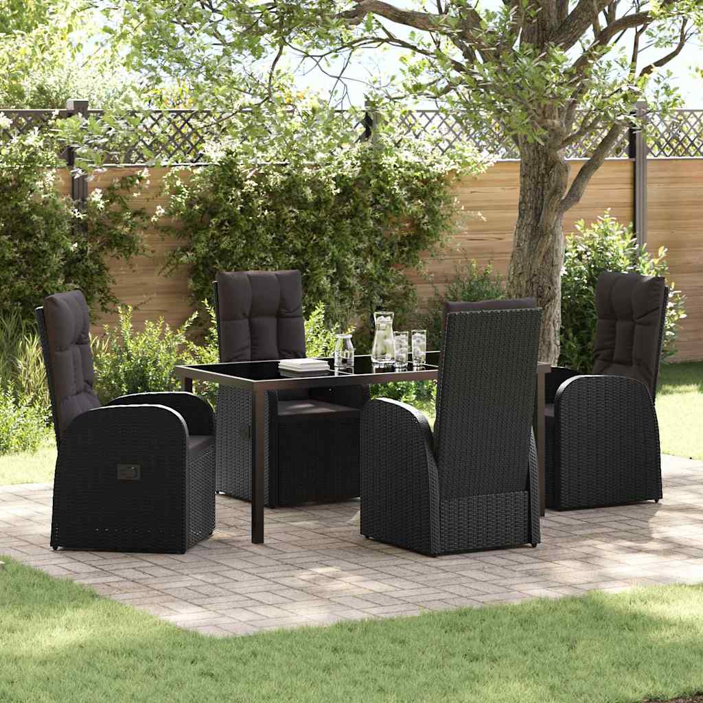 vidaXL Garden Dining Set with Cushions 3 pcs Black Poly Rattan
