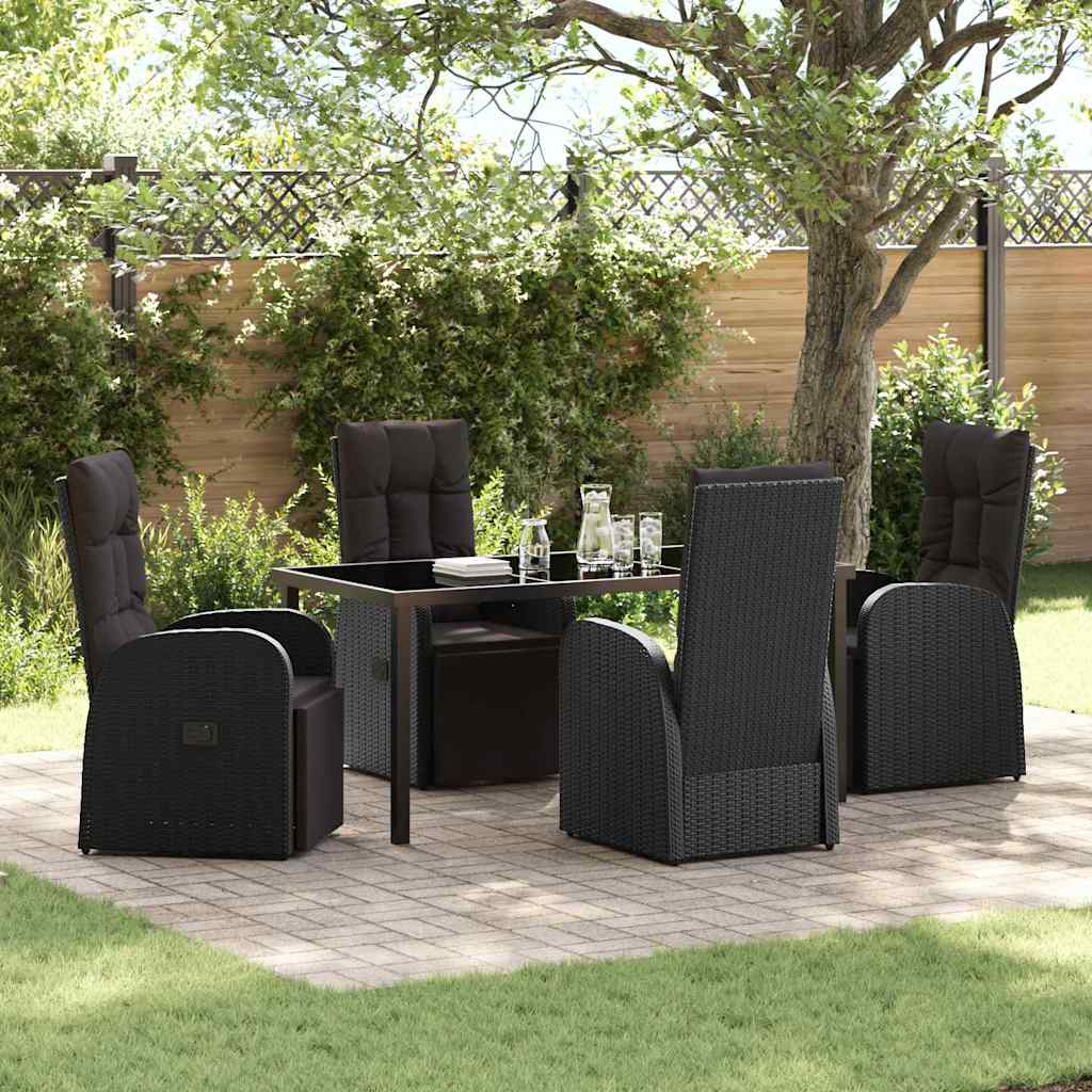 vidaXL Garden Dining Set with Cushions 3 pcs Black Poly Rattan