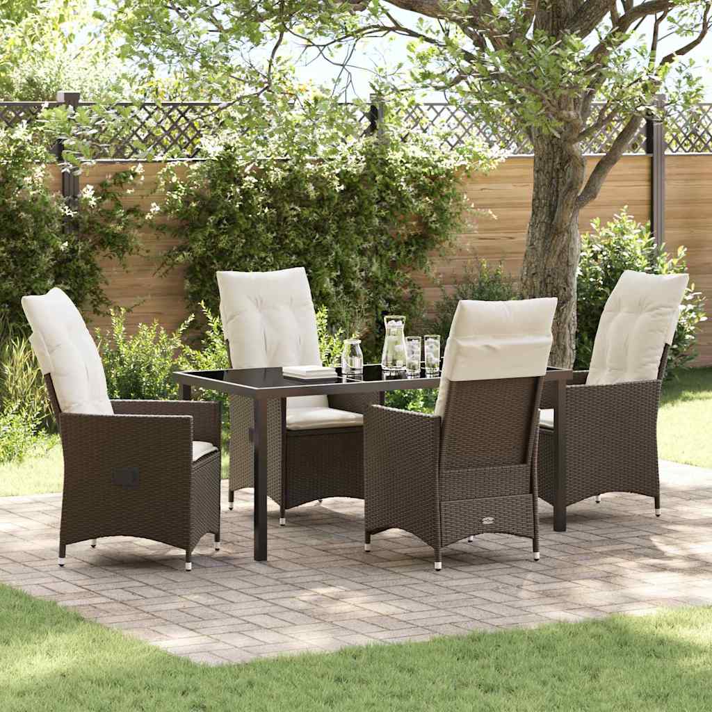vidaXL Tuin Eettafel Set met kussen 3 pcs Zwart poly rattan