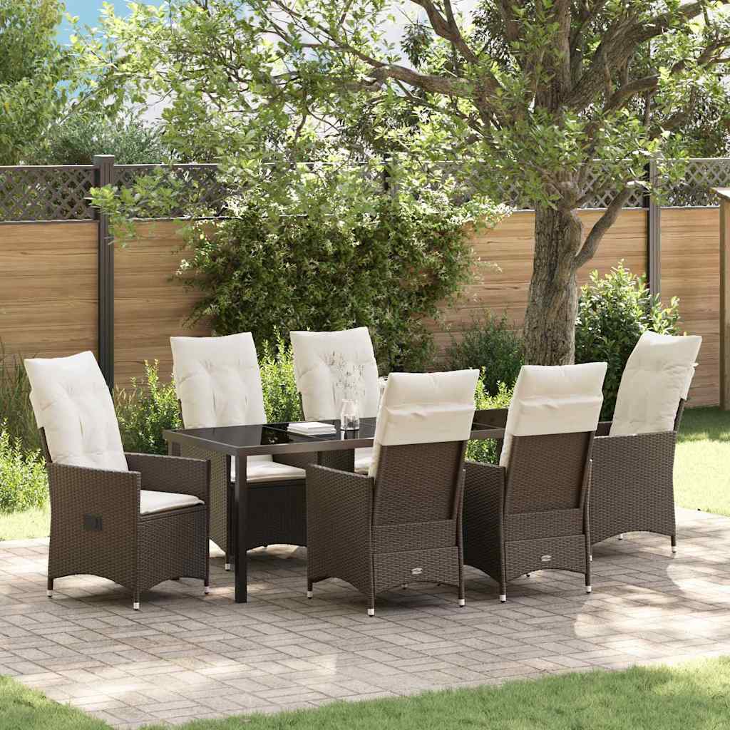 vidaXL Tuin Eettafel Set met kussen 3 pcs Zwart poly rattan