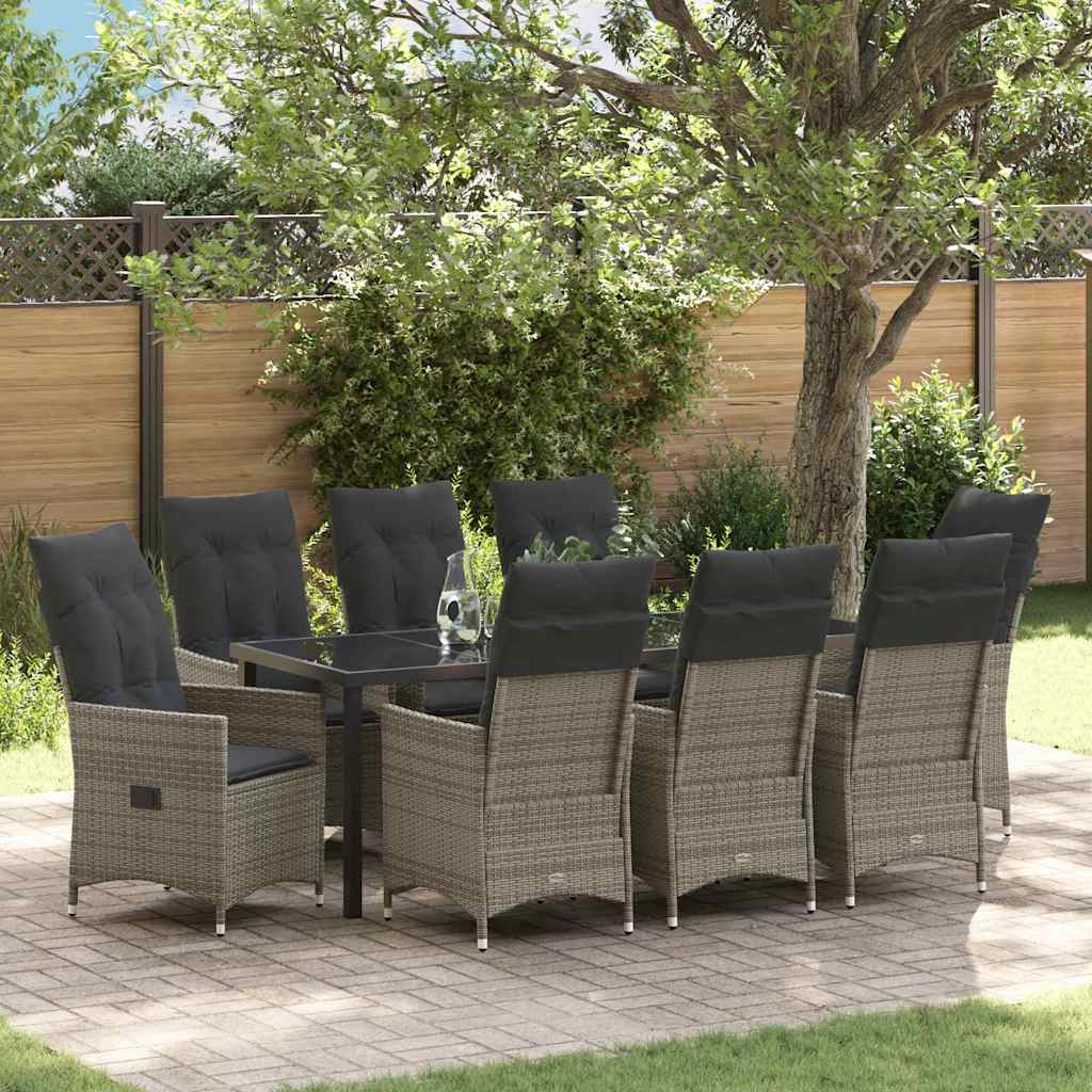 vidaXL Tuin Eettafel Set met kussen 3 pcs Zwart poly rattan