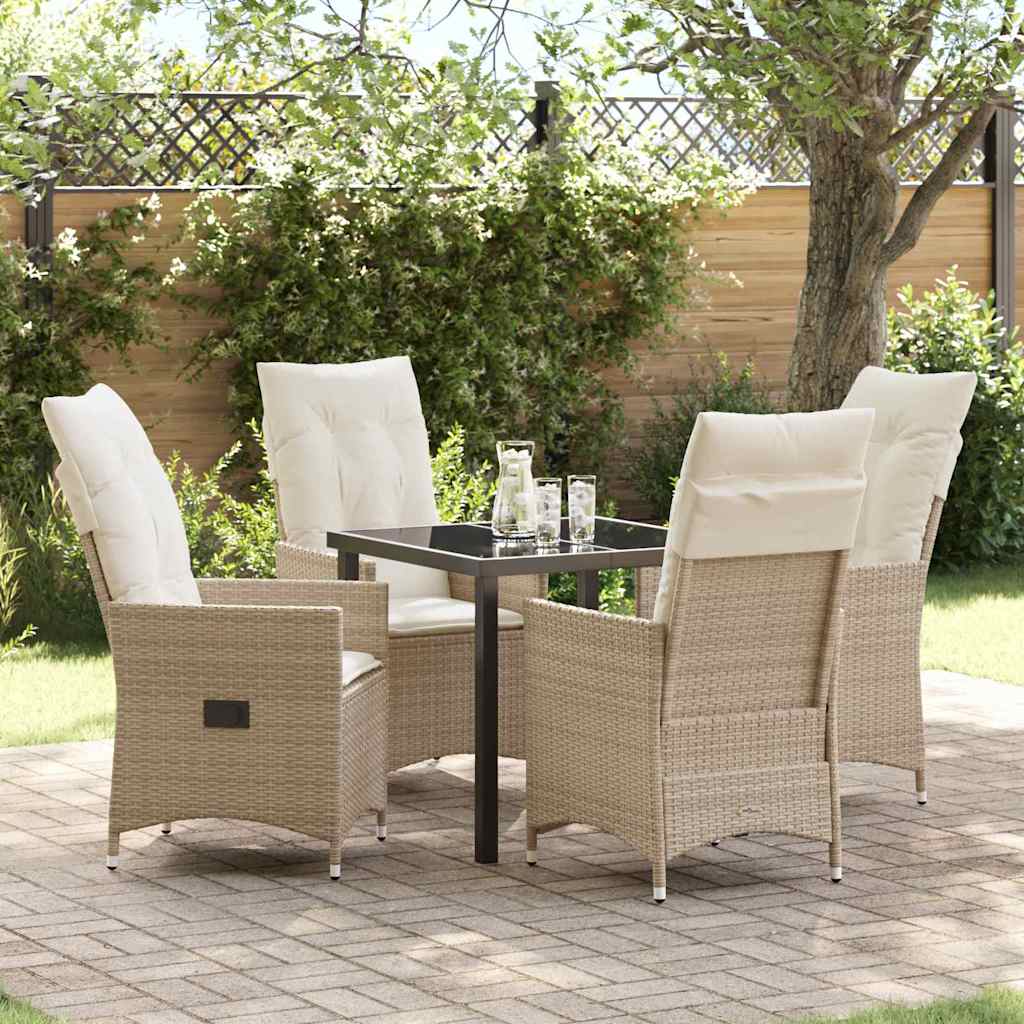 vidaXL Tuin Eettafel Set met kussen 3 pcs Zwart poly rattan