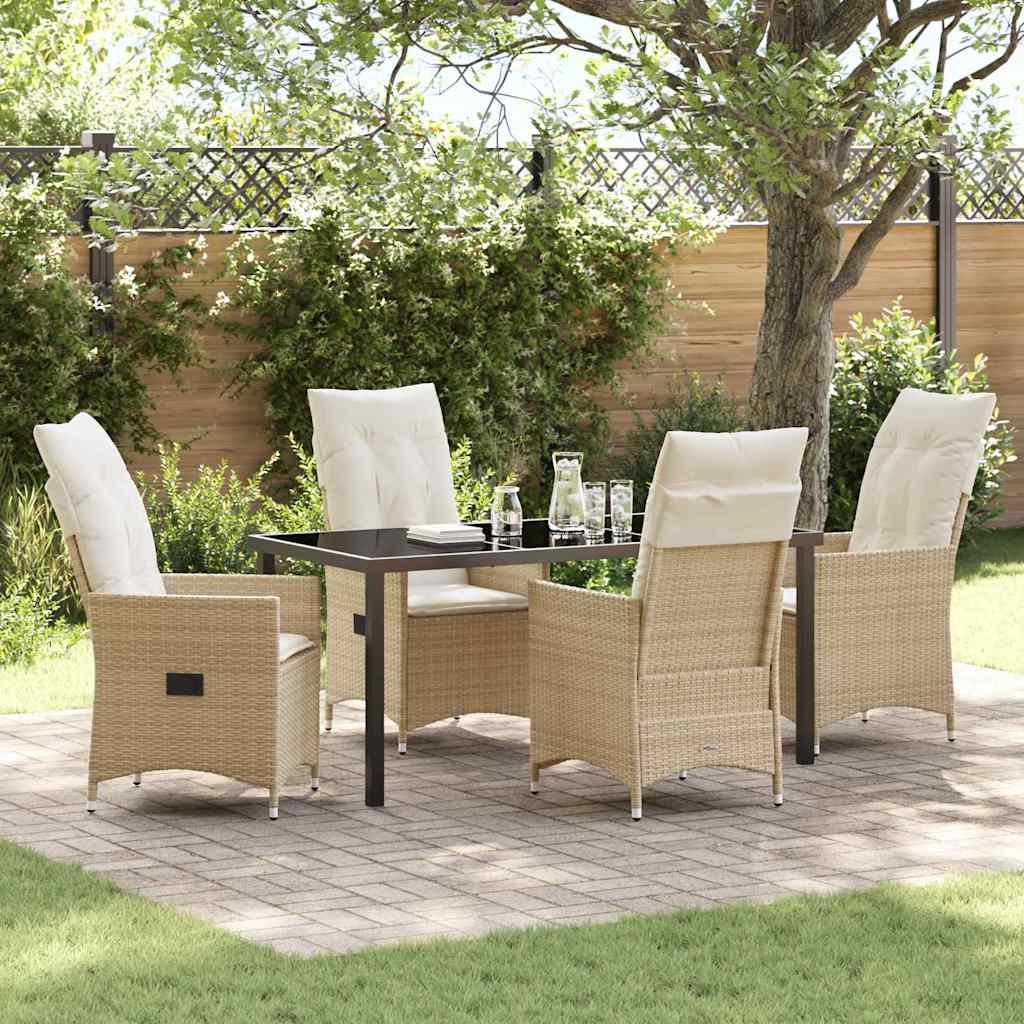 vidaXL Tuin Eettafel Set met kussen 3 pcs Zwart poly rattan