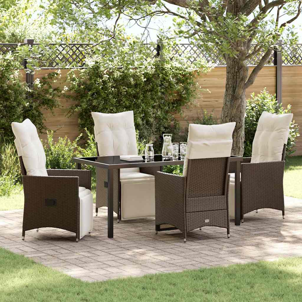 vidaXL Tuin Eettafel Set met kussen 3 pcs Zwart poly rattan