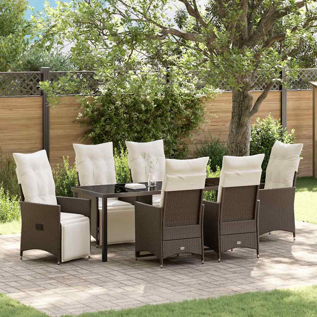 vidaXL Tuin Eettafel Set met kussen 3 pcs Zwart poly rattan