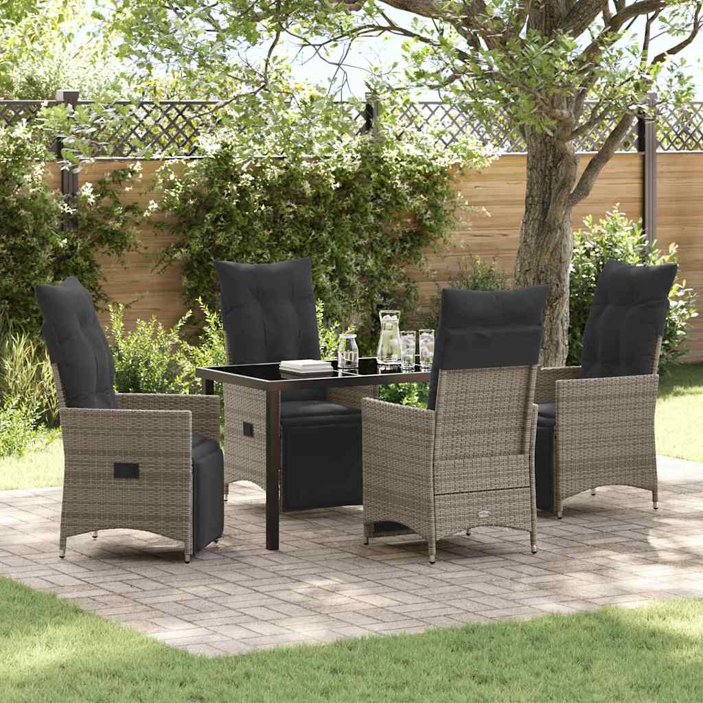 vidaXL Tuin Eettafel Set met kussen 3 pcs Zwart poly rattan