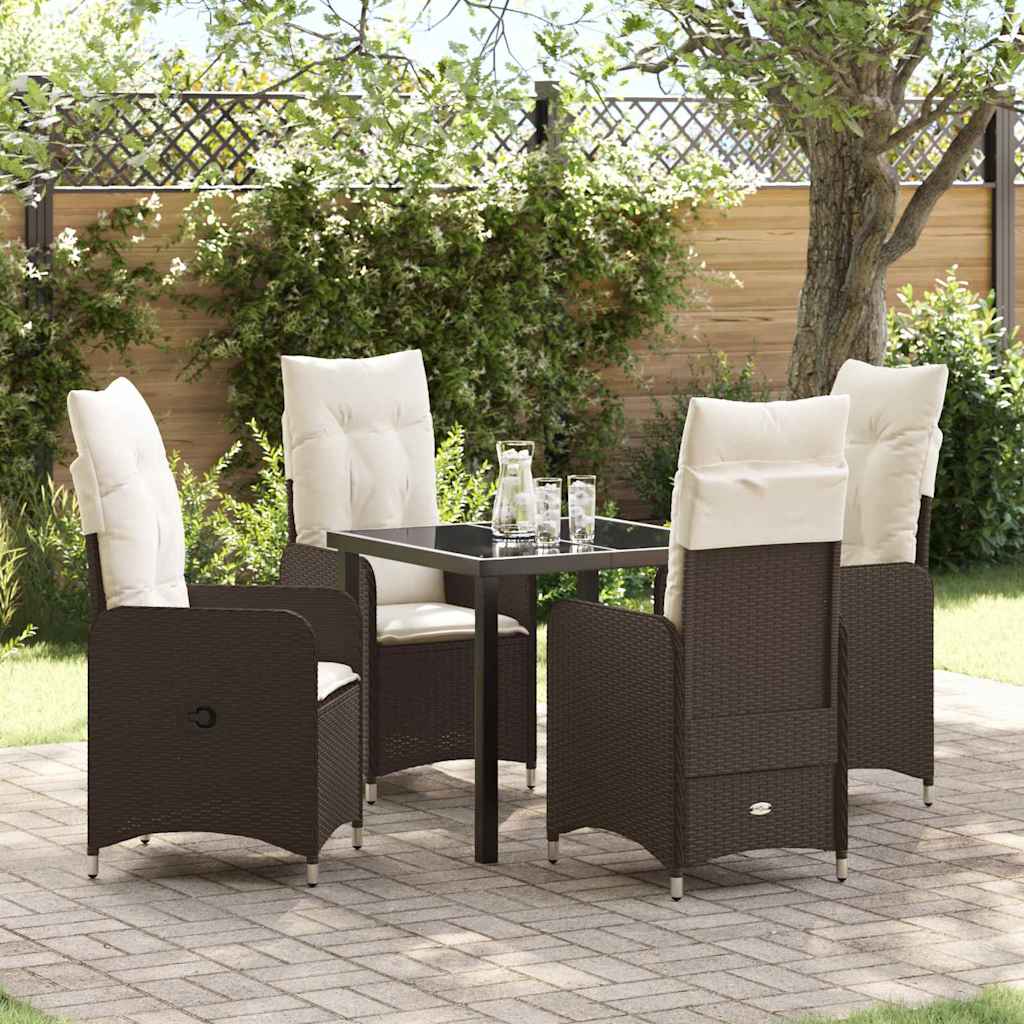 vidaXL Tuin Eettafel Set met kussen 3 pcs Zwart poly rattan
