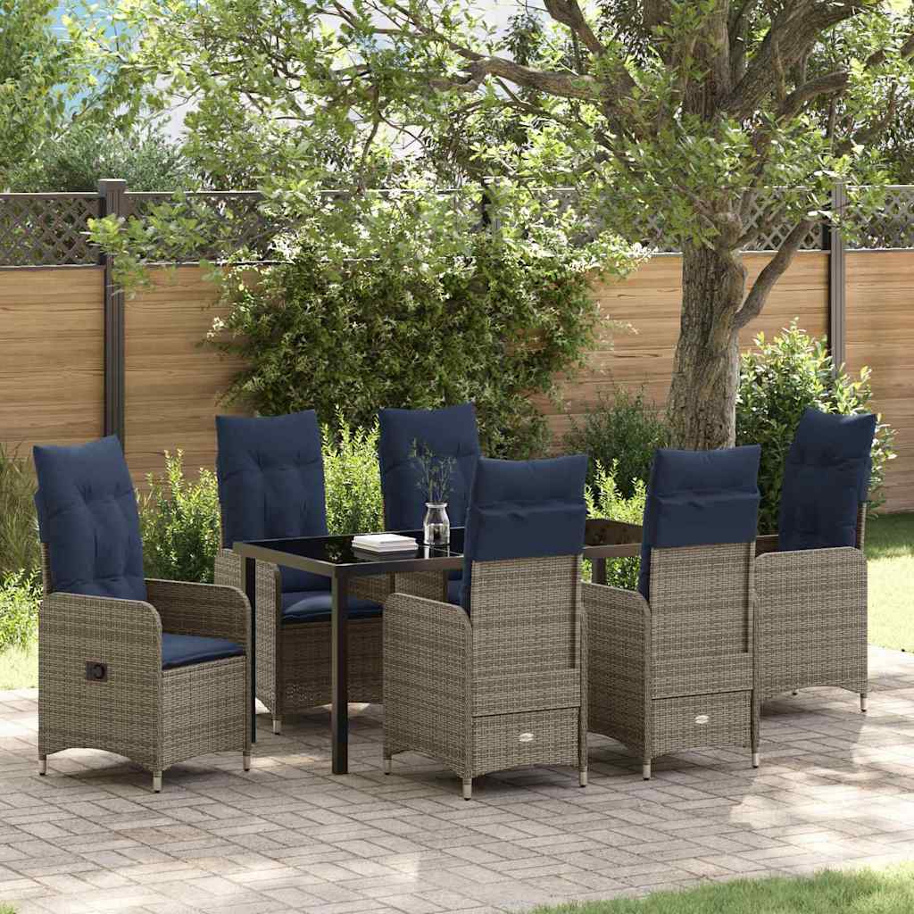 vidaXL Tuin Eettafel Set met kussen 3 pcs Zwart poly rattan