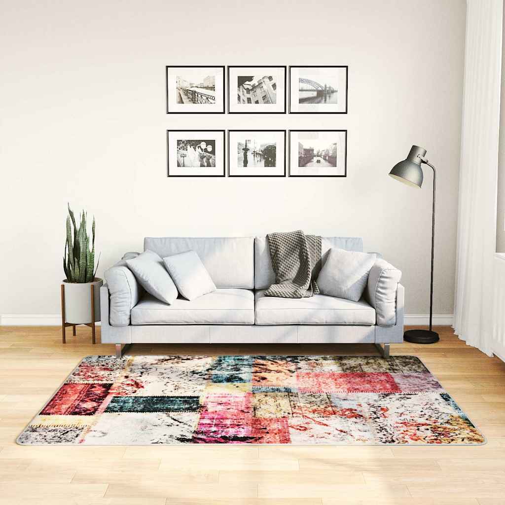 vidaXL Vloerkleed wasbaar anti-slip 80x150 cm meerkleurig