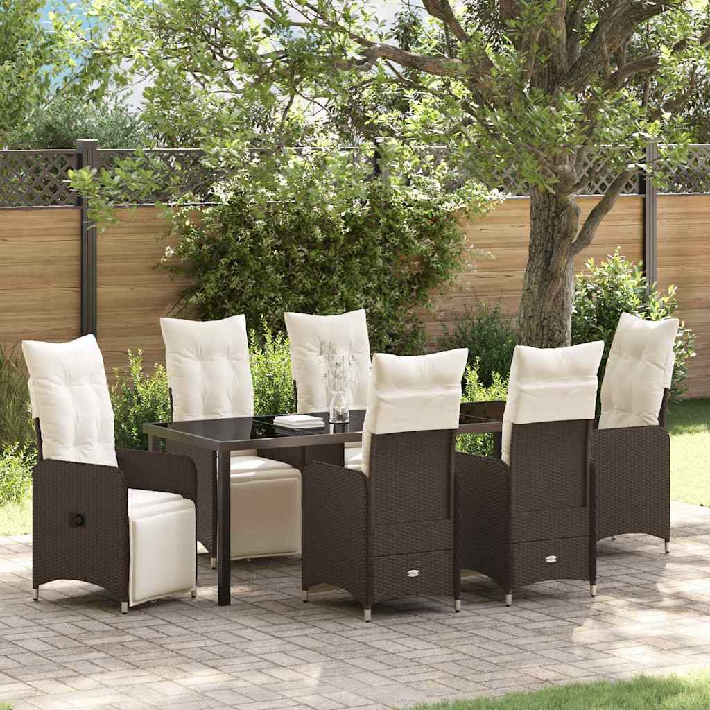 vidaXL Tuin Eettafel Set met kussen 3 pcs Zwart poly rattan
